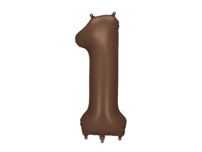 Balon foliowy cyfra 1 brązowy kawowy, 86 cm