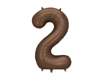 Balon foliowy cyfra 2 brązowy kawowy, 86 cm