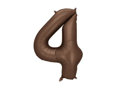 Balon foliowy cyfra 4 brązowy kawowy, 86 cm