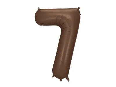 Balon foliowy cyfra 7 brązowy kawowy, 86 cm