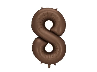Balon foliowy cyfra 8 brązowy kawowy, 86 cm