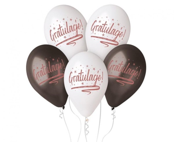 Balony lateksowe Gratulacje, 5 szt.