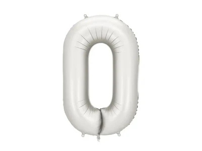 Balon foliowy cyfra 0 satynowy elegancki srebrny, 86 cm