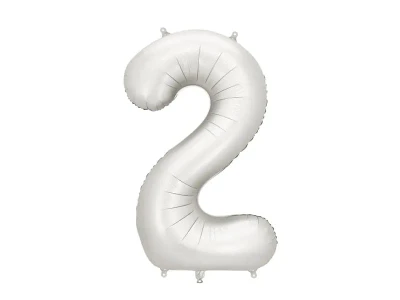 Balon foliowy cyfra 2 satynowy elegancki srebrny, 86 cm