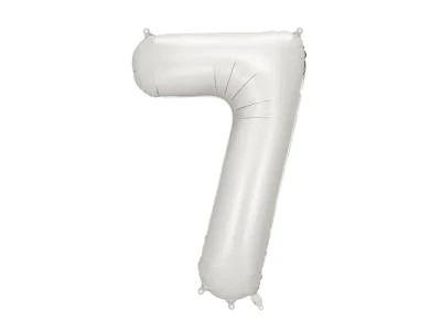 Balon foliowy cyfra 7 satynowy elegancki srebrny, 86 cm