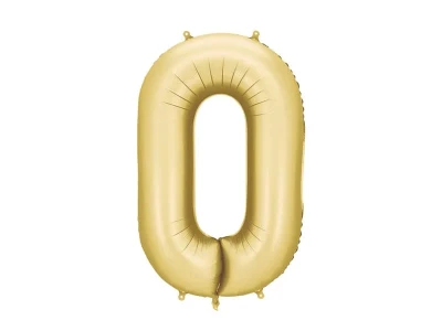 Balon foliowy cyfra 0 satynowy elegancki złoty, 86 cm