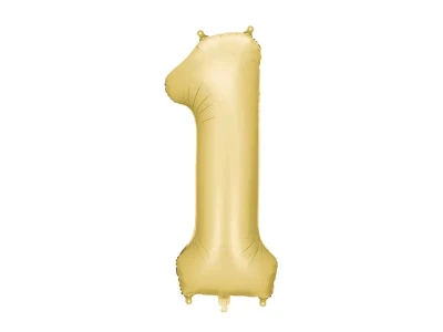 Balon foliowy cyfra 1 satynowy elegancki złoty, 86 cm