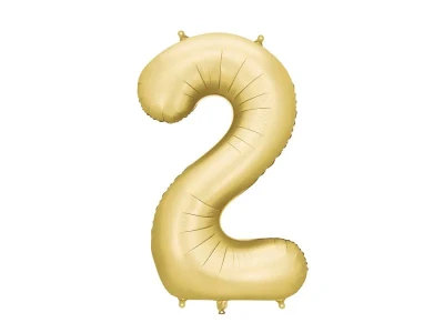 Balon foliowy cyfra 2 satynowy elegancki złoty, 86 cm