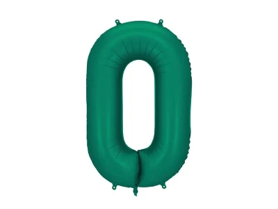 Balon foliowy cyfra 0 matowy butelkowy zielony, 86 cm