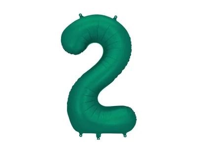 Balon foliowy cyfra 2 matowy butelkowy zielony, 86 cm