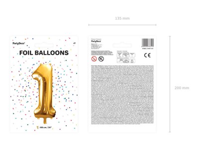 Złoty duży balon cyfra 1 na hel