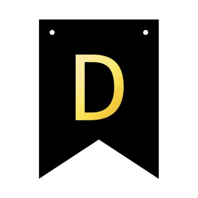 Baner flagi personalizowany DIY czarno-złoty litery, 16 cm (Baner DIY: D)