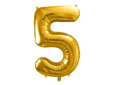 Balon foliowy cyfra 5 złoty 86 cm