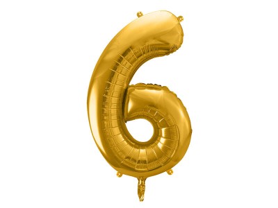 Balon foliowy cyfra 6 złoty 86 cm