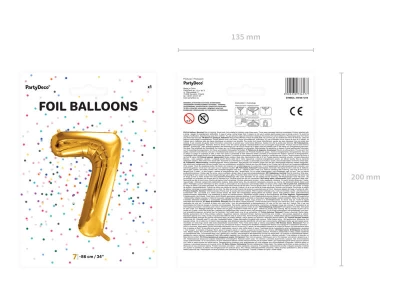 Złoty duży balon cyfra 7 na hel