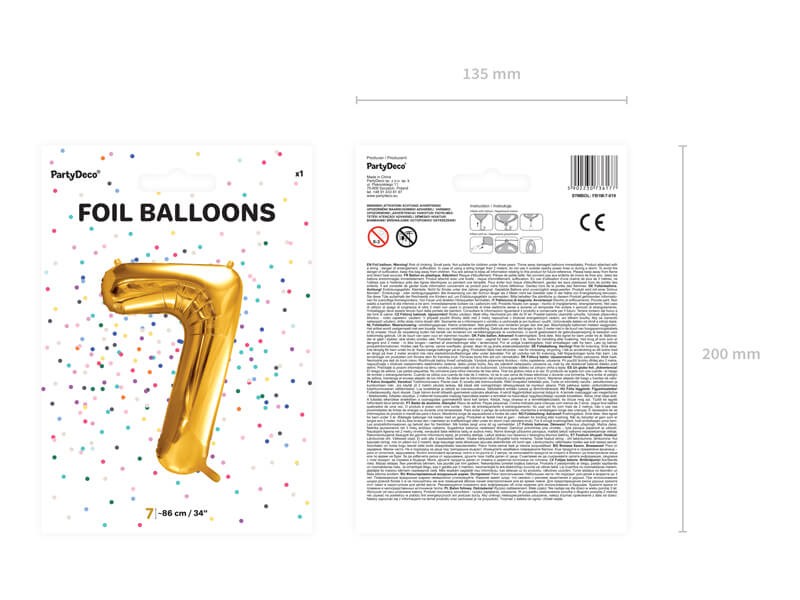 Złoty duży balon cyfra 7 na hel