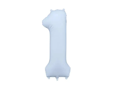Balon foliowy cyfra 1 mglisty niebieski, 86 cm