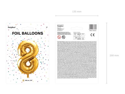 Złoty duży balon cyfra 8 na hel