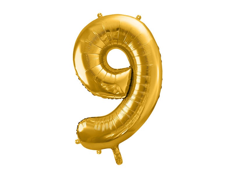 Duży balon cyfra 9 złota