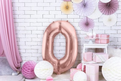 Rose gold balon cyfra 0 duża