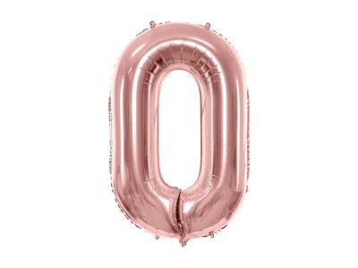 Balon foliowy cyfra 0 różowe złoto 86 cm