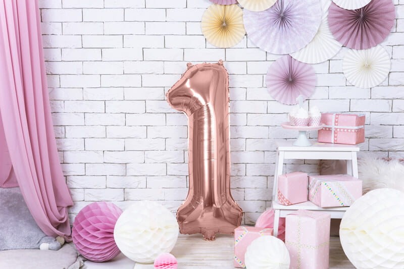Rose gold balon cyfra 1 duża