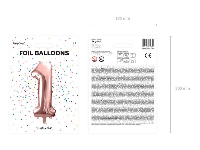 Rose gold duży balon cyfra 1 na hel