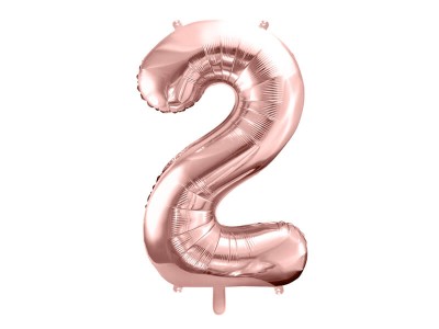 Balon foliowy cyfra 2 różowe złoto 86 cm