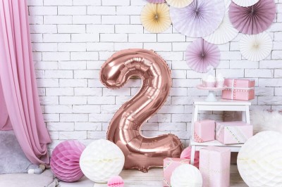 Rose gold balon cyfra 2 duża