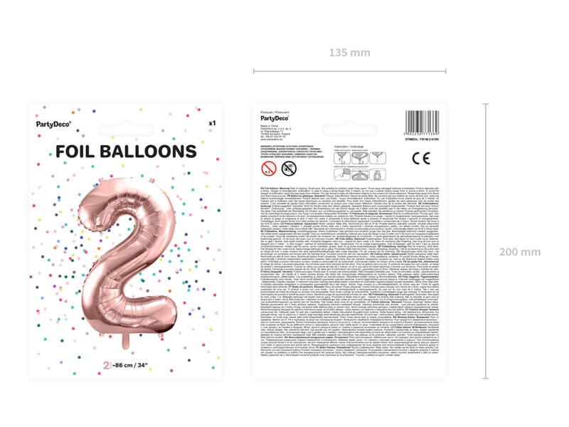Rose gold duży balon cyfra 2 na hel