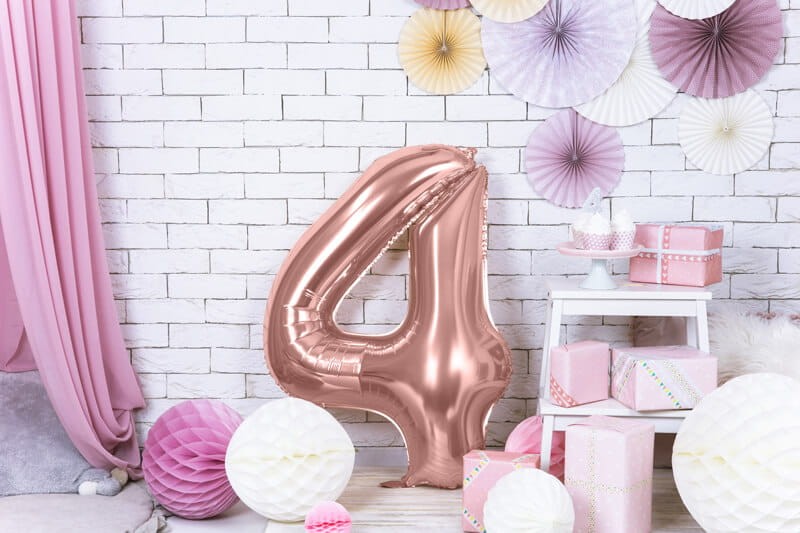 Rose gold balon cyfra 4 duża