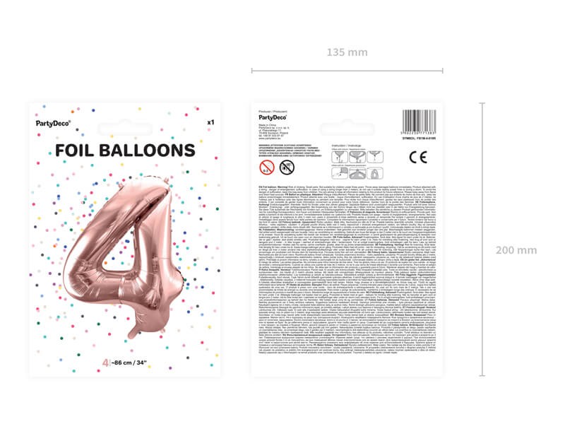 Rose gold duży balon cyfra 4 na hel