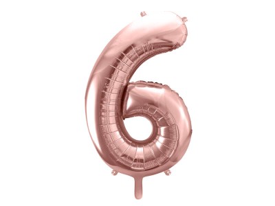 Balon foliowy cyfra 6 różowe złoto 86 cm