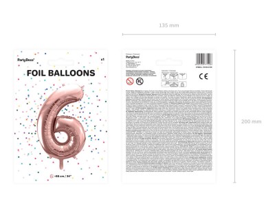 Rose gold duży balon cyfra 6 na hel