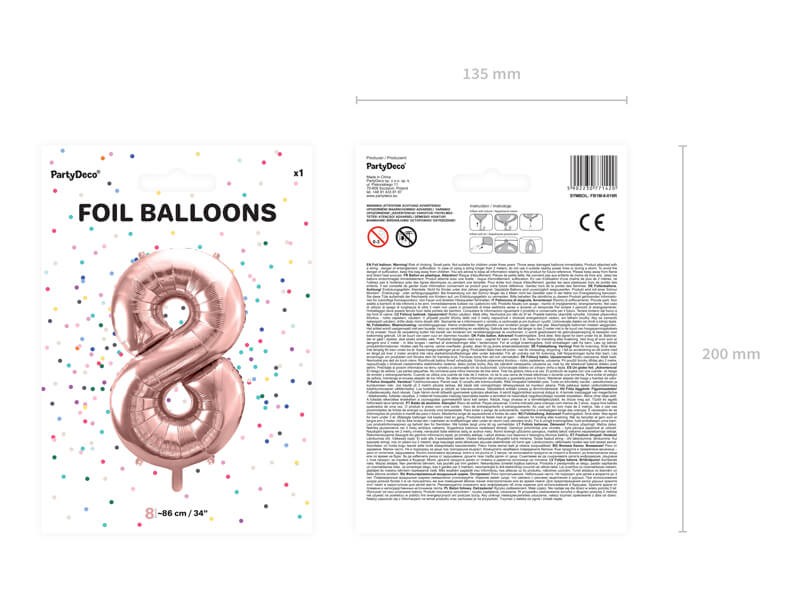 Rose gold duży balon cyfra 8 na hel