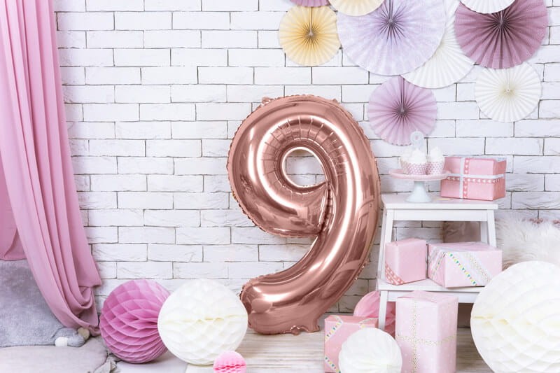Rose gold balon cyfra 9 duża