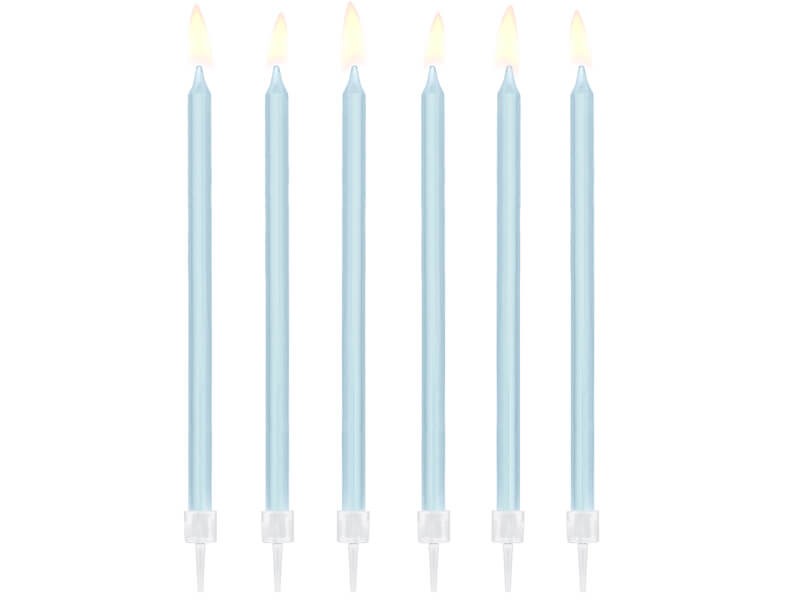 Niebieskie długie świeczki na tort