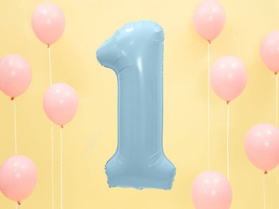 Balon cyfra jeden niebieska duża