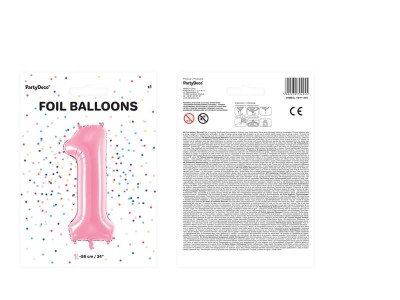 Różowy duży balon cyfra 1 na hel