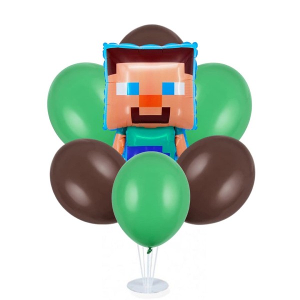 Zestaw balonów na stojaku Minecraft Steve