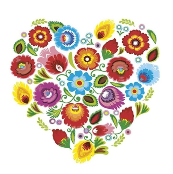 Serwetki papierowe Folk Łowicz Serce, 20 szt.