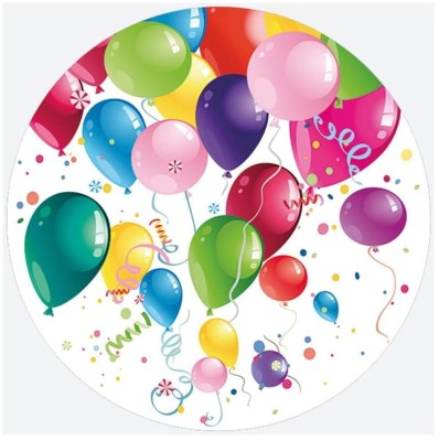 Talerzyki papierowe urodzinowe Kolorowe Balony Konfetti, 23 cm 8 szt.