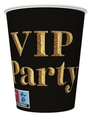 Kubeczki papierowe VIP Party czarne, 8 szt.