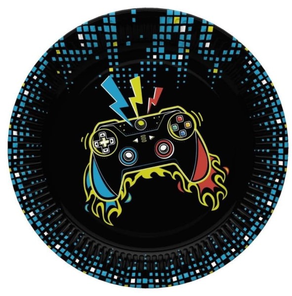 Talerzyki papierowe Gracz Joystick pady konsola, 23 cm 8 szt.