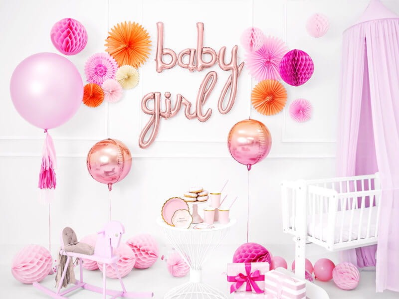 Baby shower różowe talerzyki