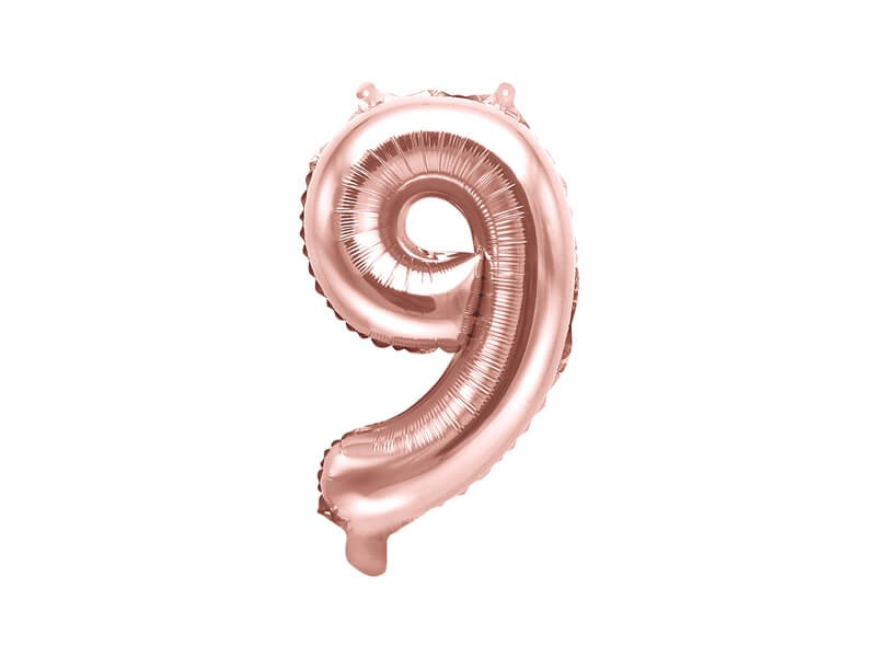 Balon cyfra 9 Gold rose
