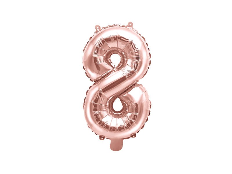 Balon cyfra 8 gold rose