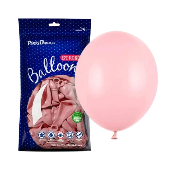 Balony pastelowe różowy dziecięcy Pastel Baby Pink strong, 30 cm 100 szt.