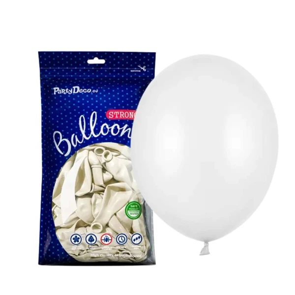 Balony metaliczne białe Metallic Pure White strong, 30 cm 100 szt.