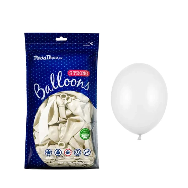 Balony metaliczne białe Metallic Pure White strong, 12 cm 100 szt.